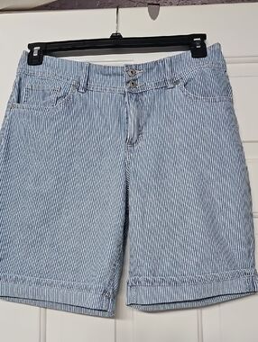 Style & Co. Blue and White Striped Jean Shorts